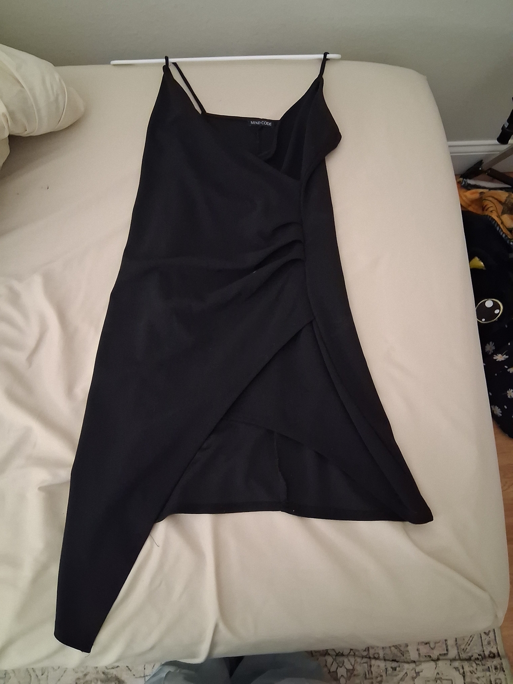 Mind Code Black Asymmetric Slip Dress